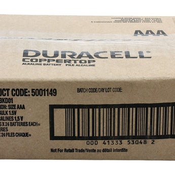 Duracell Coppertop Duralock MN2400 AAA 1.5V Alkaline Button Top Battery - Made in the USA - Boxed