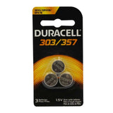 Duracell D303/357, 76A 165mAh 1.5V Silver Oxide Watch/Electronic Button Cell Batteries (D303-357PK) - 3 Pack Retail Card