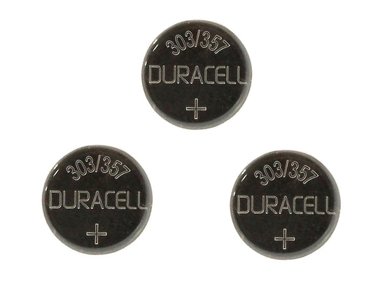 Duracell D303/357, 76A 165mAh 1.5V Silver Oxide Watch/Electronic Button Cell Batteries (D303-357PK) - 3 Pack Retail Card