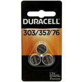 Duracell D303/357, 76A 165mAh 1.5V Silver Oxide Watch/Electronic Button Cell Batteries (D303-357PK) - 3 Pack Retail Card