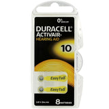 Duracell DA10-B8 (8PK) Size 10 95mAh 1.45V Zinc Air Yellow Hearing Aid Batteries (DA10B8) - 8 Piece Retail Card
