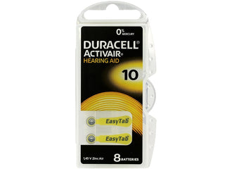 Duracell Size 10 Yellow Hearing Aid Batteries - 8 Pack In a Case
