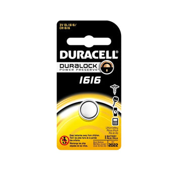 Duracell Duralock DL CR1616 55mAh 3V Lithium Primary (LiMNO2) Watch/Electronic Coin Cell Battery (DL1616BPK) - 1 Piece Retail Card