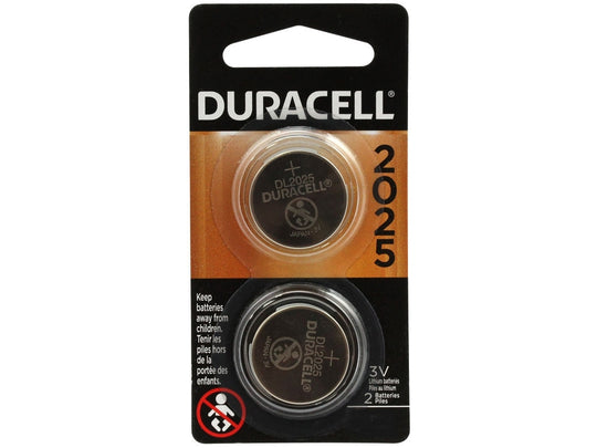 Duracell Electronics DL CR2025-B2PK 150mAh 3V Lithium Primary (LiMNO2) Watch/Electronic Coin Cell Batteries (DL2025B2PK) - 2 Pack Retail Card