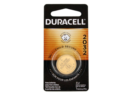 Duracell DL2032 3V Lithium Watch/Electronic Coin Cell Battery - 1 Piece Blister Pack Front View