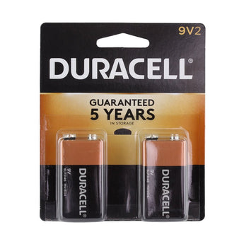 duracell 2 pack of 9v 6LR61 batteries - front of package