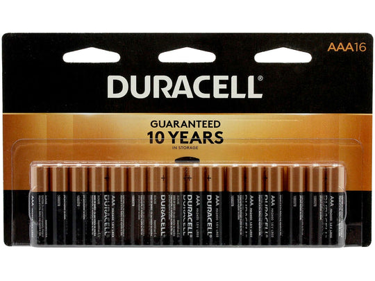 Duracell Coppertop Duralock MN2400-B16 AAA LR03 1.5V Alkaline Button Top Batteries - 16 Piece Retail Card