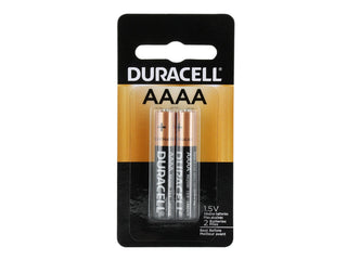 Duracell MX2500-B2 AAAA 1.5V Alkaline Batteries - Front View of 2 Count Blister Pack