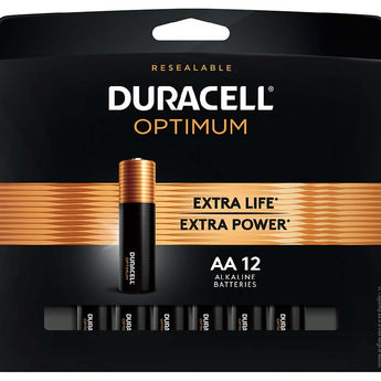 Duracell Optimum AA 1.5V Alkaline Button Top Batteries (OPT1500B12PRT) - 12 Piece Retail Card