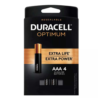 Duracell Optimum AAA 1.5V Alkaline Button Top Batteries (OPT2400B4PRT) - 4 Piece Retail Card