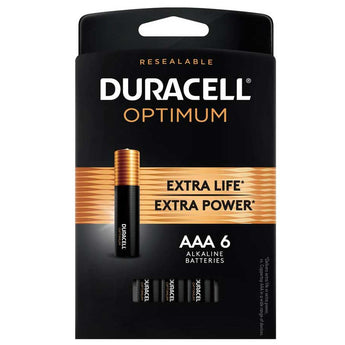 Duracell Optimum AAA 1.5V Alkaline Button Top Batteries (OPT2400B6PRT) - 6 Piece Retail Card