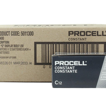 Duracell Procell PC1400 (72PK) C-cell 1.5V Alkaline Button Top Batteries (PC1400BKD) - Contractor Pack of 72 (6 x 12-Boxes)