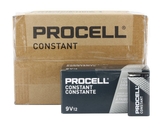 Duracell Procell Constant PC1604 (72PK) 9V Alkaline Batteries with Snap Connectors (PC1604BKD) - Contractor Pack of 72 (6 x 12-Boxes)
