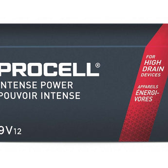Duracell Procell Intense PX1604 (12PK) 9V Alkaline Batteries with Snap Connectors (PX1604BKD) - Contractor Pack of 12