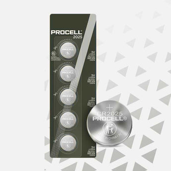 Duracell Procell CR2025 185mAh 3V Lithium (LiMnO2) Coin Cell Watch Battery (PC2025) - 1 Piece Tear Strip - Sold Individually