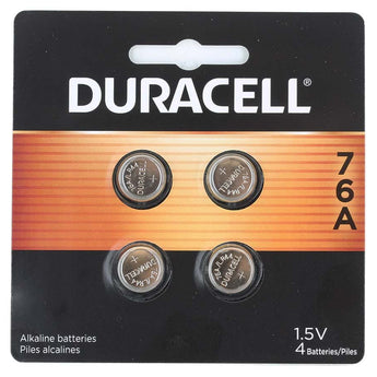 Duracell Medical PX76A LR44 1.5V Alkaline Button Cell Batteries (PX76A675AB4) - 4 Piece Retail Card