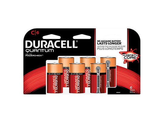 Duracell Quantum QU1400-B6 C-cell 1.5V Alkaline Button Top Batteries - 6 Piece Retail Card
