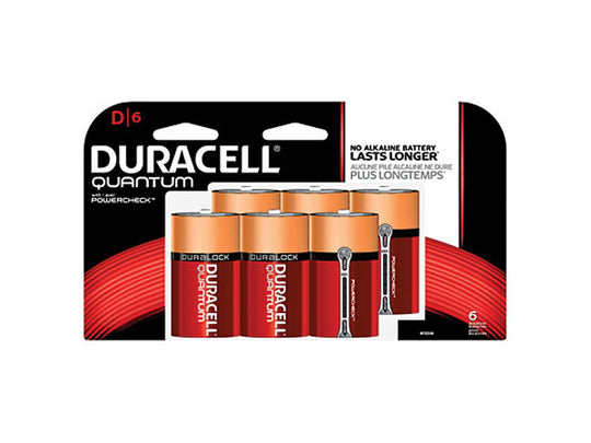 Duracell Quantum QU1300-B6 D-cell 1.5V Alkaline Button Top Batteries - 6 Piece Retail Card