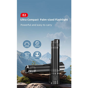 Klarus E2 Deep Pocket Carry USB-C Rechargeable LED Flashlight - CREE XHP35B HD - 1600 Lumens - Includes 1 x 18650