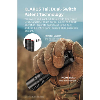 Klarus E2 Deep Pocket Carry USB-C Rechargeable LED Flashlight - CREE XHP35B HD - 1600 Lumens - Includes 1 x 18650