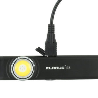 Klarus E5 USB-C Rechargeable EDC LED Flashlight - 470 or 600 Lumens - Uses Built-in 450mAh Li-ion Battery Pack - Multiple Color Options