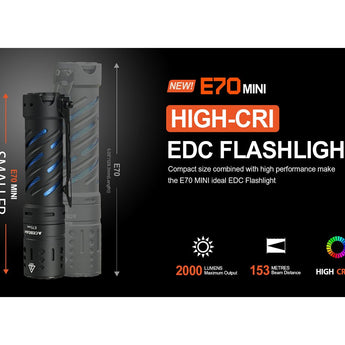 Acebeam E70 Mini LED Flashlight - Nichia 519A - 2000 Lumens - Uses 1 x 18650