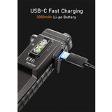 RovyVon Angel Eyes E90 USB-C Rechargeable EDC LED Flashlight - 3500 Lumens - 650nm Red Side Light - 365nm UV Side Light - Uses Built-in 3000mAh Li-ion Battery Pack - Gunmetal