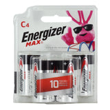 Energizer Max E93-BP-4 C-cell Alkaline Button Top Battery - 4 Piece Retail Card