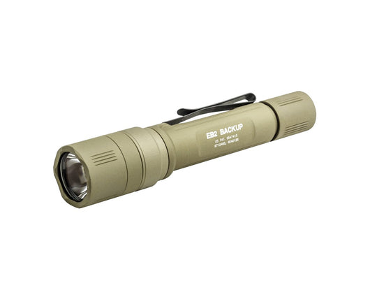 Surefire EB2 Backup LED Flashight - Click-type Tailcap Switch - 500 Lumens - Runs on 2x CR123A batteries - Tan (EB2C-A-TN)