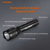 Folomov EDC H4 USB-C Rechargeable LED Flashlight - Nichia NVSW519A - 1000 Lumens - Uses Built-in 2600mAh Li-ion Battery Pack