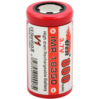 Efest 1086 IMR 18350 800mAh 3.7V Unprotected Lithium Manganese (LiMn2O4) Flat Top Battery - Boxed