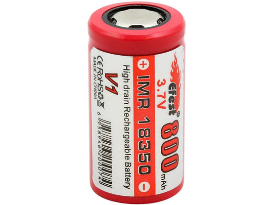 Efest 1086 IMR 18350 800mAh 3.7V Unprotected Lithium Manganese (LiMn2O4) Flat Top Battery - Boxed