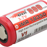 Efest 1086 IMR 18350 800mAh 3.7V Unprotected Lithium Manganese (LiMn2O4) Flat Top Battery - Boxed