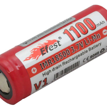 Efest 1093 IMR 18500 1100mAh 3.7V Unprotected Lithium Manganese (LiMn2O4) Flat Top Battery - Boxed
