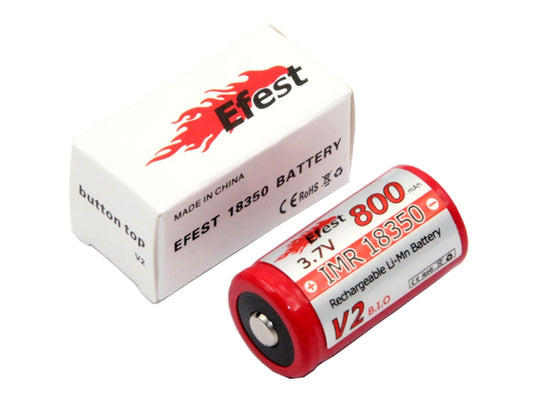 Efest 3041 IMR 18350 800mAh 3.7V Unprotected Lithium Manganese (LiMn2O4) Button Top Battery - Boxed