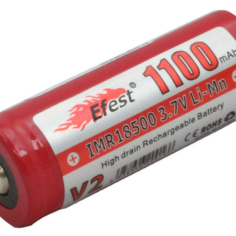 Efest 3163 IMR 18500 1100mAh 3.7V Unprotected Lithium Manganese (LiMn2O4) Button Top Battery - Boxed