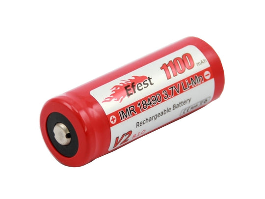 Efest 3457 IMR 18490 1100mAh 3.7V Unprotected Lithium Manganese (LiMn2O4) Button Top Battery - Boxed