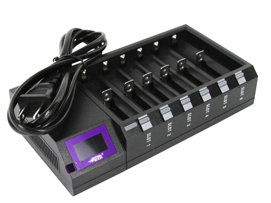 Efest LUC Blu6 6-Bay Intelligent Li-ion Battery Charger with Bluetooth Compatibility - LCD - Fits 10440, 14430, 14500, 16650, 18350, 18500, 18650, 26650