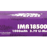 Efest Purple 4340 IMR 18500 1000mAh 3.7V Unprotected High-Drain 15A Lithium Manganese (LiMn2O4) Flat Top Battery - Boxed