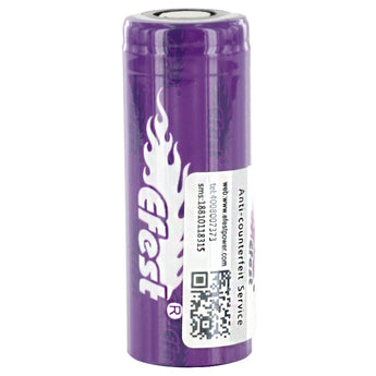 Efest Purple 4340 IMR 18500 1000mAh 3.7V Unprotected High-Drain 15A Lithium Manganese (LiMn2O4) Flat Top Battery - Boxed