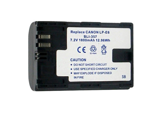 Empire BLI-357 1800mAh 7.2V Replacement Lithium Ion (Li-ion) Camera Battery for Canon LP-E6