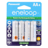 Panasonic Eneloop BK-3MCCA-4BA AA 2000mAh 1.2V Low Self Discharge Nickel Metal Hydride (NiMH) Button Top Batteries - 4 Pack Retail Card