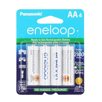 Panasonic Eneloop BK-3MCCA-4BA AA 2000mAh 1.2V Low Self Discharge Nickel Metal Hydride (NiMH) Button Top Batteries - 4 Pack Retail Card