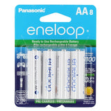 Panasonic Eneloop BK-3MCCA-8BA AA 2000mAh 1.2V Low Self Discharge Nickel Metal Hydride (NiMH) Button Top Batteries - 8 Pack Retail Card