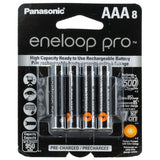 Panasonic Eneloop Pro BK-4HCCA-8BA AAA 950mAh 1.2V Low Self Discharge Nickel Metal Hydride (NiMH) Button Top Batteries - 8 Pack Retail Card