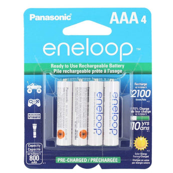Panasonic Eneloop BK-4MCCA-4BA AAA 800mAh 1.2V Low Self Discharge Nickel Metal Hydride (NiMH) Button Top Batteries - 4 Pack Retail Card