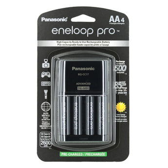 Panasonic Eneloop Pro 4-Position Charger with 4 x 2550mAh NiMH Low Self Discharge AA Batteries (K-KJ17KHCA4A)