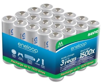 Eneloop 2000 mAh Pre-Charged Ni-MH Rechargeable AA Batteries 20-Pack