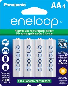 Panasonic Eneloop BK-3MCCA-4BA AA 2000mAh 1.2V Low Self Discharge Nickel Metal Hydride (NiMH) Button Top Batteries - 4 Pack Retail Card
