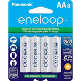 Panasonic Eneloop BK-3MCCA-8BA AA 2000mAh 1.2V Low Self Discharge Nickel Metal Hydride (NiMH) Button Top Batteries - 8 Pack Retail Card
